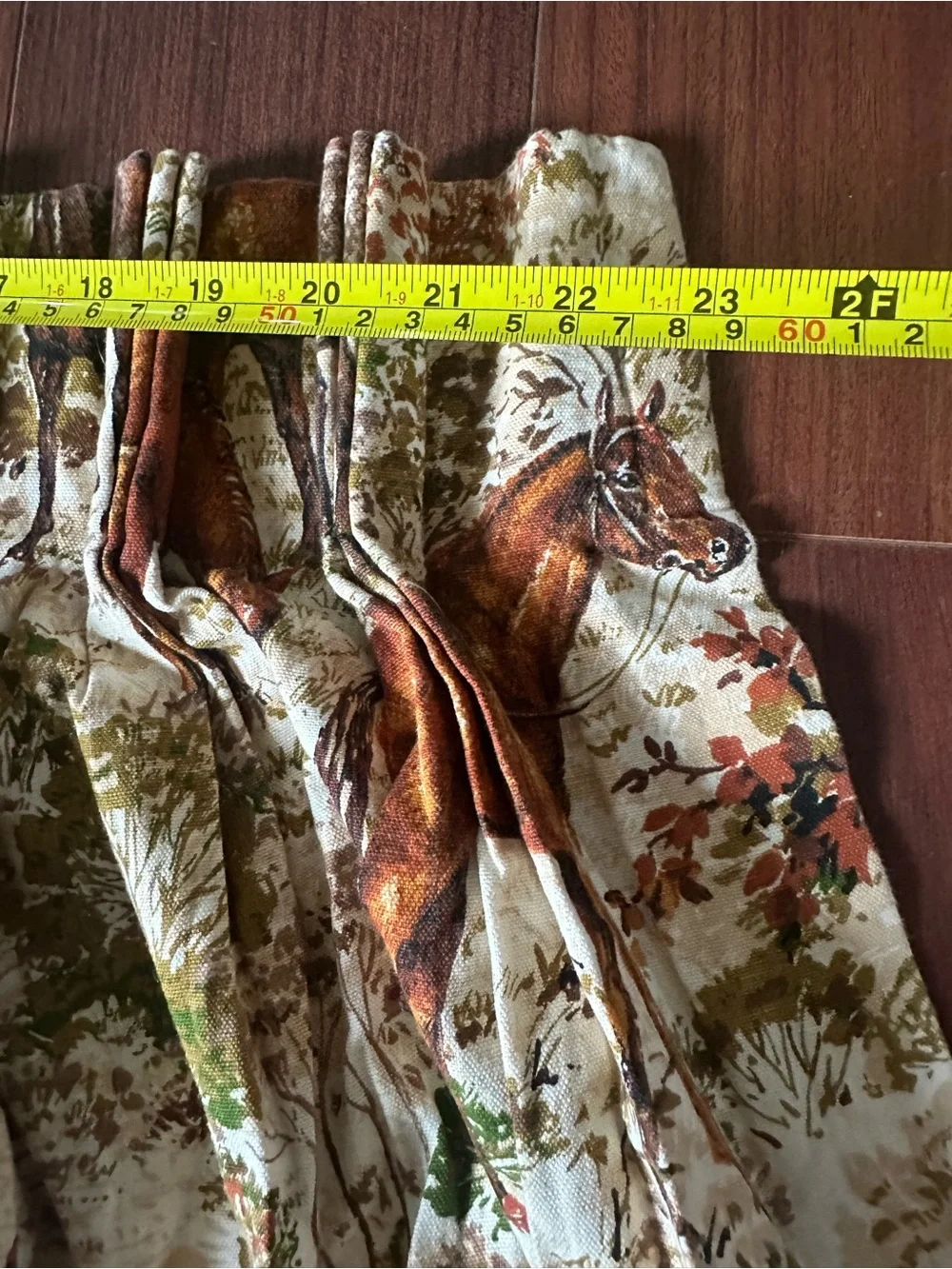 Vintage Pinch Pleat 70s Curtains Riverdale Ranch Riders Equestrian 23x48 Pair